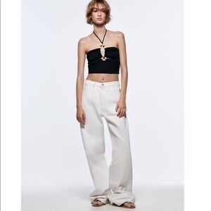 New Zara | Beaded Cut Out Bohemian Top